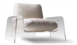 eleganter Loungesessel aus Acrylglas und Leder
