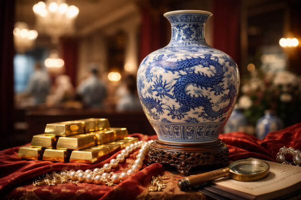 Antike Ming-Vase und wertvolle Schätze